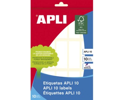 Apli Pack de 150 Etiquetas Rectangulares 20x50mm - 10 Hojas por 15 Etiquetas - Adhesivo Permanente - Cantos Romos - Ideal para Escribir sobre Ellas - Color Blanco