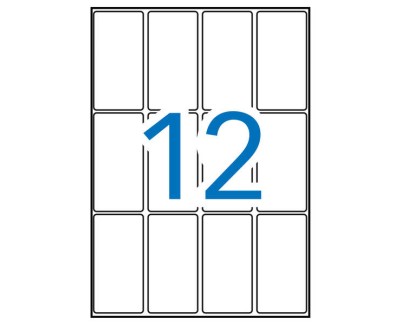 Apli Pack de 180 Etiquetas 34.0x67.0mm - 15 Hojas A5 x 12 Etiquetas - Adhesivo Permanente - Cantos Rectos - Color Blanco