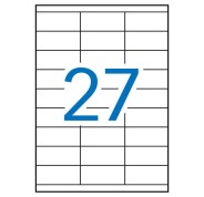 Apli Pack de 2.700 Etiquetas Rectangulares 70x30mm - 100 Hojas por 27 Etiquetas - Adhesivo Permanente - Cantos Rectos - Color Blanco