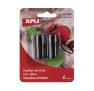 Apli Pack de 2 Recambios de Cartucho de Tinta para Etiquetadoras de Precios - Negro - Compatible con Apli 101418