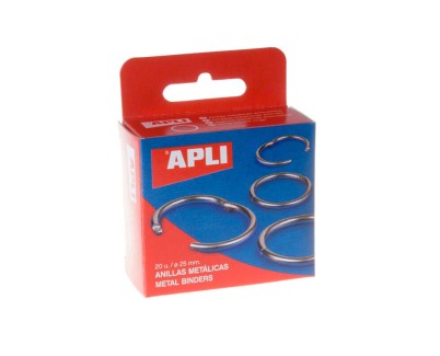 Apli Pack de 20 Anillas Metalicas Articuladas &Oslash;25 mm