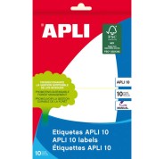 Apli Pack de 20 Etiquetas Rectangulares 81 x 110mm - 10 Hojas por 2 Etiquetas - Adhesivo Permanente - Cantos Romos - Color Blanco