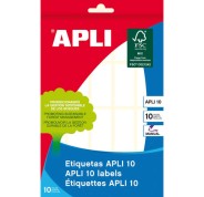 Apli Pack de 200 Etiquetas Rectangulares 19x40mm - 10 Hojas por 20 Etiquetas - Adhesivo Permanente - Cantos Romos - Ideal para Escribir sobre Ellas - Color Blanco