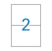 Apli Pack de 200 Etiquetas Rectangulares 210x148mm - 100 Hojas por 2 Etiquetas - Adhesivo Permanente - Cantos Rectos - Color Blanco
