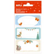 Apli Pack de 27 Etiquetas Adhesivas Navideñas para Regalos - Diseños Surtidos - Espacio para Escribir