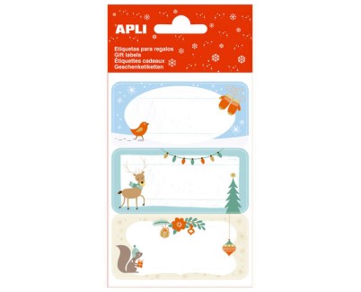 Apli Pack de 27 Etiquetas Adhesivas Navideñas para Regalos - Diseños Surtidos - Espacio para Escribir