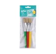 Apli Pack de 3 de Pinceles Jumbo para Niños - Punta Plana - Cerdas Sinteticas - Ideal para Desarrollo Creativo y Didactico