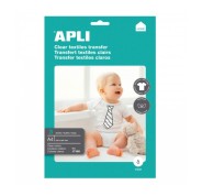 Apli Pack de 3 Hojas de Papel Transfer para Impresoras Inkjet - Ideal para Prendas Blancas y 100% Algodon - Facil Aplicacion y Lavado en Agua Fria