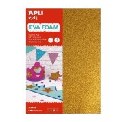 Apli Pack de 4 Planchas de Goma Eva Purpurina A4 - Grosor 2 mm - Impremeable - Moldeable al Calor - Colores Oro, Plata, Rojo y Verde