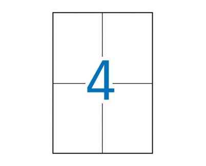 Apli Pack de 400 Etiquetas Rectangulares 105x148mm - 100 Hojas por 4 Etiquetas - Adhesivo Permanente - Cantos Rectos - Color Blanco