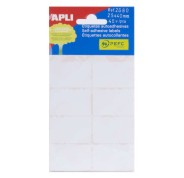 Apli Pack de 48 Etiquetas Rectangulares 25x40mm - 6 Hojas por 8 Etiquetas - Adhesivo Permanente - Cantos Romos - Aptas para Escritura Manual - Color Blanco