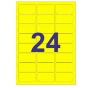 Apli Pack de 480 Etiquetas Rectangulares 64x33.9mm - 20 Hojas por 24 Etiquetas - Adhesivo Permanente - Cantos Romos - Color Amarillo Fluorescente