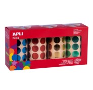 Apli Pack de 5.640 Gomets Redondos Ø 20mm - 4 Rollos de 1.410 Gomets - Adhesivo Permanente - Ideal para escuelas Infantiles y Colegios - Colores Metalizados Surtidos