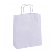 Apli Pack de 50 Bolsas Kraft - Alta Resistencia - Asas rizadas - Reutilizables y reciclables - Color Blanco
