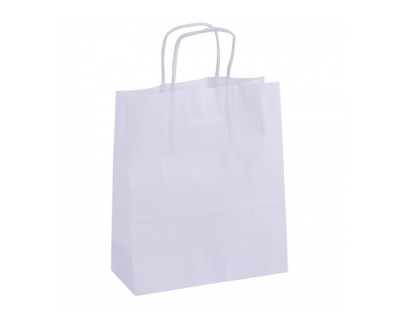 Apli Pack de 50 Bolsas Kraft - Alta Resistencia - Asas rizadas - Reutilizables y reciclables - Color Blanco