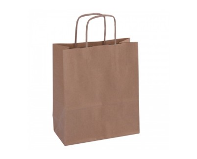 Apli Pack de 50 Bolsas Kraft - Alta Resistencia - Asas Rizadas - Reutilizables y Reciclables - Color Marron