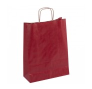 Apli Pack de 50 Bolsas Kraft - Alta Resistencia - Asas rizadas - Reutilizables y reciclables - Color Rojo