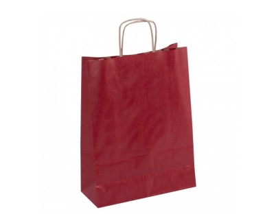 Apli Pack de 50 Bolsas Kraft - Alta Resistencia - Asas rizadas - Reutilizables y reciclables - Color Rojo