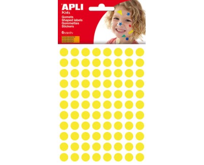 Apli Pack de 528 Gomets Redondos Ø 10.5mm - Adhesivo Permanente - Ideal para Escuelas Infantiles y Colegios - Color Amarillo