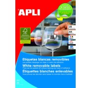 Apli Pack de 6.750 Etiquetas Blancas Removibles 17.8 x 10.0mm - 25 Hojas x 270 Etiquetas - Adhesivo Removible - Color Blanco