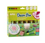 Apli Pack de 6 Rotuladores de Gel 3D Fluor - Ideal para Decorar Plastico, Madera, Papel, Cristal, Ceramica y Textil - Personalizacion Facil y Espectacular