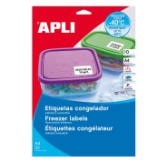 Apli Pack de 650 Etiquetas Especiales para Congelador 38.1x21.2mm - 10 Hojas por 65 Etiquetas - Adhesivo Removible Resistente hasta -40º - Cantos Rectos - Color Blanco