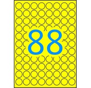 Apli Pack de 704 Etiquetas Redondas Ø 16mm - 8 Hojas A5 por 88 Etiquetas - Adhesivo Permanente - Color Amarillo