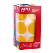 Apli Pack de 708 Gomets Redondos Ø 33mm - 59 Hojas Pretroqueladas - Adhesivo Permanente - Ideal para Escuelas Infantiles y Colegios - Color Amarillo