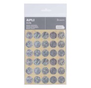 Apli Pack de 90 Gomets Redondos Ø 20mm - Adhesivo Permanente - Ideal para Escuelas Infantiles y Colegios - Color Plata
