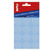 Apli Pack de Cierres Adhesivos Transparentes Ø 25mm - Microperforados - Adhesivo Permanente