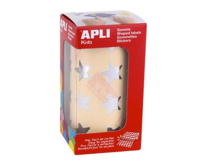 Apli Pack de1.416 Gomets con Forma de Estrella - Tamaño 19.5mm - Adhesivo Base Agua - Normas EN-71 y FSC - Color Plata