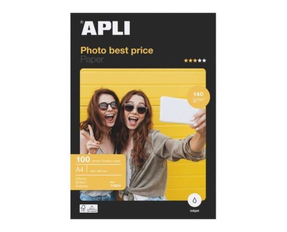 Apli Papel Fotografico Bestprice A4 140gr - Acabado Brillante - 100 Hojas