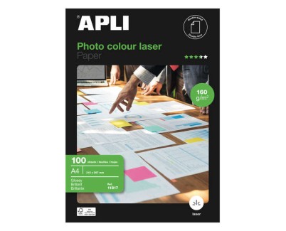 Apli Papel Fotografico Colour Laser A4 160g 100 Hojas