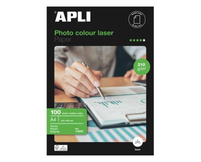 Apli Papel Fotografico Colour Laser A4 210g 100 Hojas