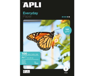 Apli Papel Fotografico Everyday A4 180gr - Acabado Brillante - 100 Hojas