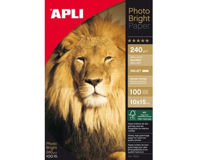 Apli Papel Fotografico Photobright 10 x 15 cm 240g 100 Hojas