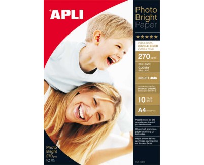 Apli Papel Fotografico Photobright Doble Cara A4 270g 10 Hojas