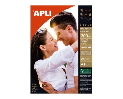 Apli Papel Fotografico Photobright Larga Duracion A4 300g 20 Hojas