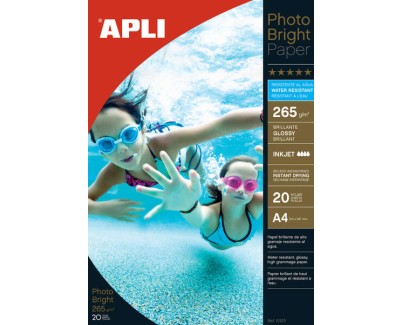 Apli Papel Fotografico Photobright Resistente Al Agua A4 265g 20 Hojas