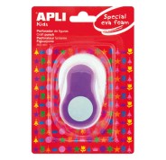 Apli Perforadora de Papel y Goma Eva en Forma de Circulo - Tamaño de Figura 25.4mm - Perfora Papel, Carton, Cartulina y Goma Eva de Hasta 2mm - Deposito de Restos - Color Morado/Blanco
