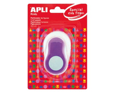 Apli Perforadora de Papel y Goma Eva en Forma de Circulo - Tama&ntilde;o de Figura 25.4mm - Perfora Papel, Carton, Cartulina y Goma Eva de Hasta 2mm - Deposito de Restos - Color Morado/Blanco
