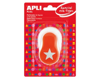 Apli Perforadora Estrella - Figura de 25.4mm - Perfora Papel, Carton, Cartulina y Goma Eva de Hasta 2mm - Deposito de Facil Apertura - Doble Uso - Ideal para Manualidades y Decoraciones - Color Blanco