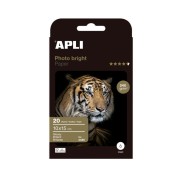 Apli Photobright Pack de 20 Hojas de Papel Fotografico 10x15cm 240g/m² - Acabado Brillante - Apto para Impresoras Inkjet