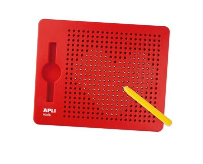 Apli Pizarra Magnetica Tama&ntilde;o 215x12x170mm - Incluye10 Fichas con 20 Ejemplos - Ayuda a Desarrollar la Psicomotricidad Fina, la Memoria y la Imaginacion - Fomenta la Concentracion - Color Rojo
