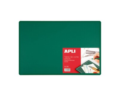 Apli Plancha de Corte A3 PVC 450x300x2mm - Base Antideslizante - Formula Auto Cicatrizante - Impresion de Cuadricula y Angulos - Ideal para Manualidades y Proyectos - Color Verde