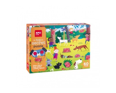 Apli Puzle Secreto de Perros - Diseño Infantil y Colorido - Incluye Gafas Magicas y Poster - Piezas Resistentes y Seguras - Fomenta Habilidades Cognitivas y Motrices