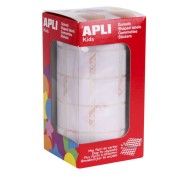 Apli Rollo con 1.770 Gomets Cuadrados 20x20mm - 59 Hojas Pretroqueladas - Ideal para Actividades Infantiles - Normas EN-71 y FSC - Color Blanco
