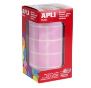 Apli Rollo con 1.770 Gomets Cuadrados 20x20mm - 59 Hojas Pretroqueladas - Ideal para Escuelas y Talleres Infantiles - Normas EN-71 y FSC - Adhesivo Base Agua - Color Rosa