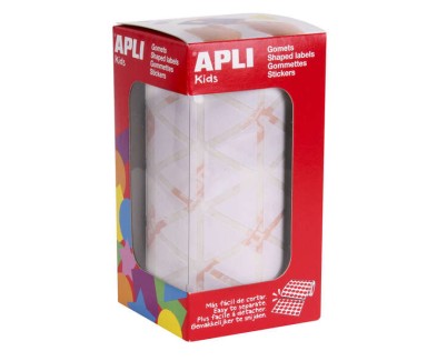 Apli Rollo con 2.832 Gomets Triangulares 20x20x20mm - Adhesivo Permanente - Normas EN-71 y FSC - Adhesivo Base Agua - Libre de Disolventes - Color Blanco
