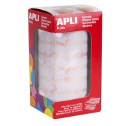 Apli Rollo con 5.192 Gomets Redondos Ø 10.5mm - Adhesivo Permanente - Ideal para Desarrollar la Psicomotricidad Fina - Color Blanco